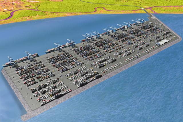 An illustration of the new Moin Container Terminal.