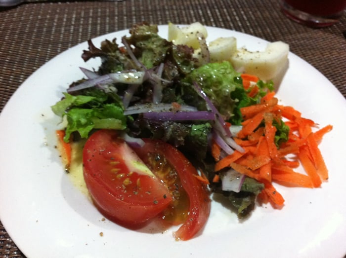 Salad is served.
