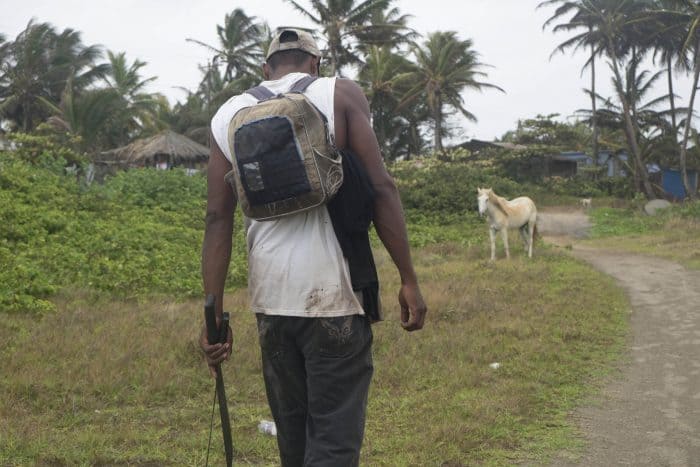 Resident Elvis Scott earns a living in El Bluff, Nicaragua, by catching lobsters.