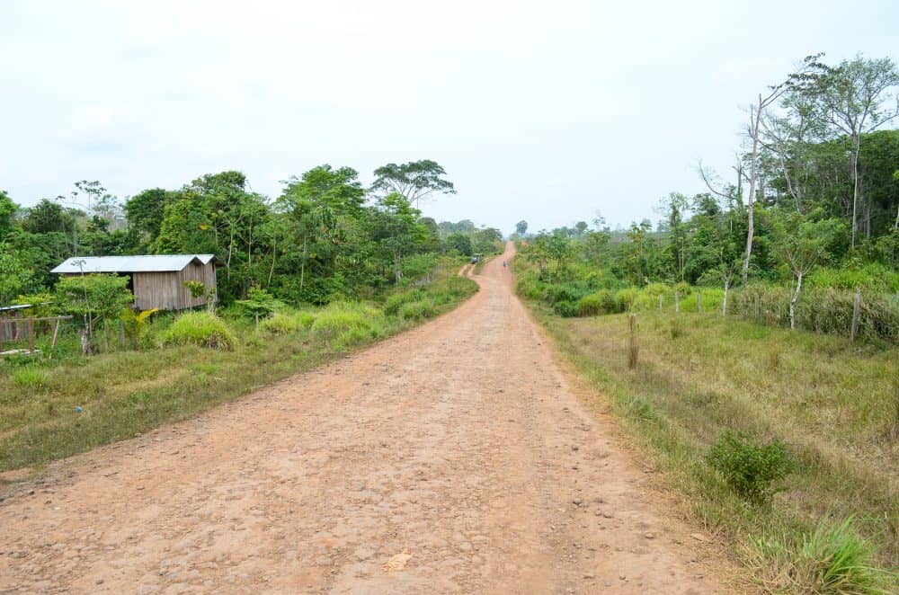 The infamous Route 1856, also known as the "Trocha Fronteriza," with Nicaragua on the left and Costa Rica on the right, April 29, 2015.