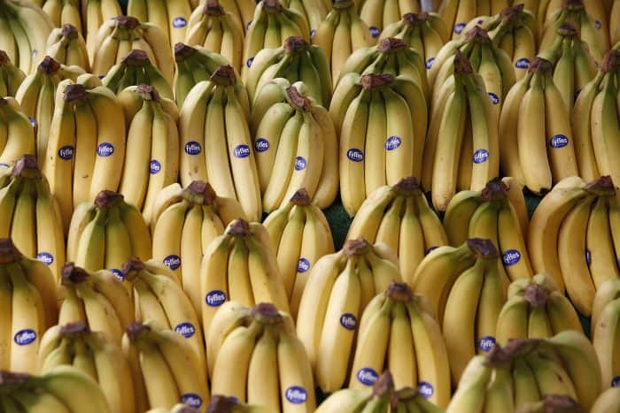 Bananas for sale at an outdoor market in London, in 2014.