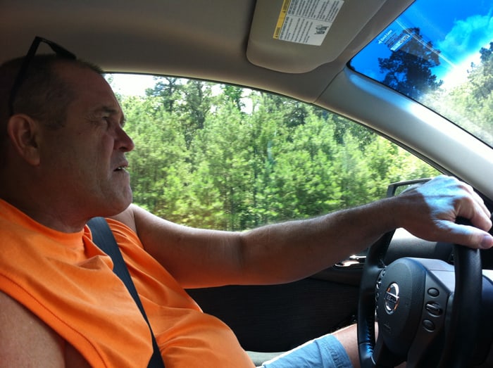 Paul Collar takes the wheel for the first leg of the journey.