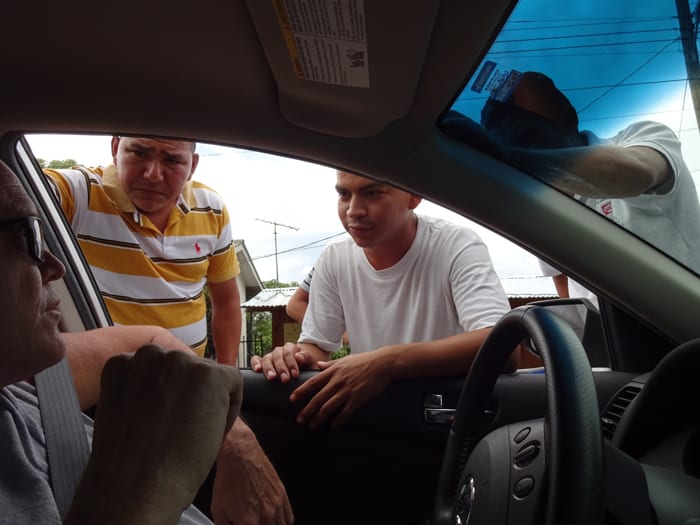 Our last fixers of the day greet us at the Honduras-Nicaragua border.