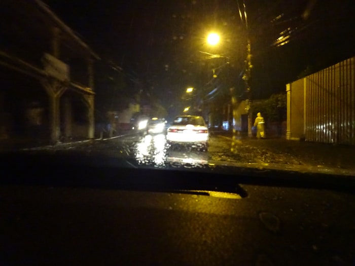 Success! Arrival in Granada on a very rainy night.