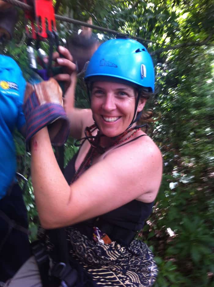Shana Stratton, 37, of Smartsville, California, survives her first Costa Rican zipline.