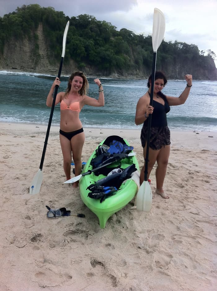 Kaitlyn O'Connor, left, and Nadia Jeljeli show off their kayaking muscles.