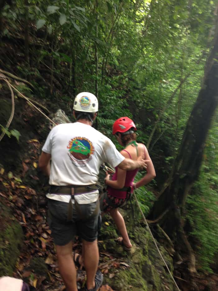 Andy Pruter shows Katelynn Stratton the ropes.