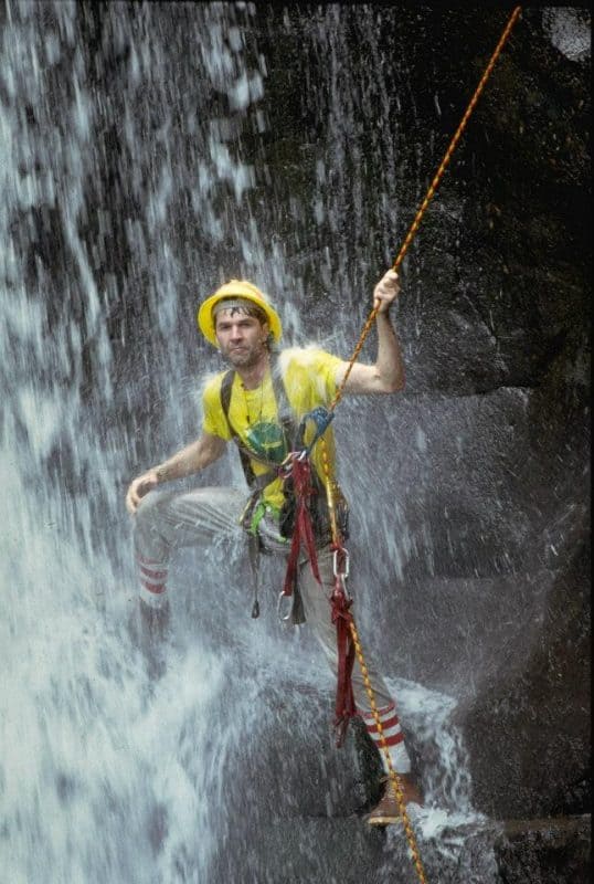 Donald Perry, shown on the back cover of his 1986 book, "Life Above the Jungle Floor," invented the jungle canopy zipline but never turned it into a business.