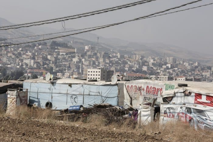 A makeshift settlement near the Bekaa Valley town of Zahle, Lebanon.