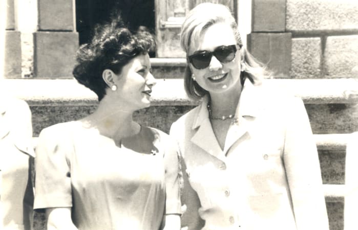 Josette Altmann Borbón and Hillary Clinton.