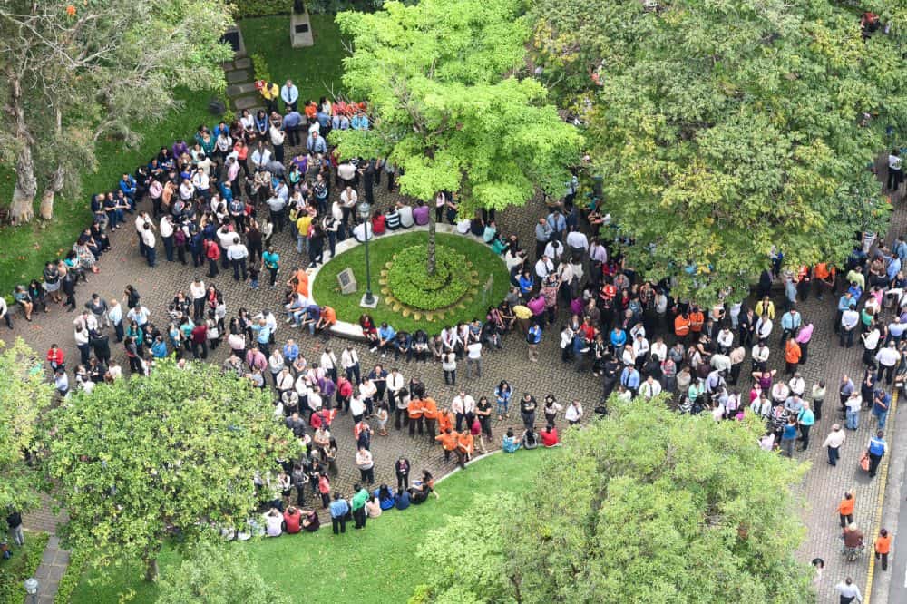 Earthquake drill in downtown San José. Sept. 3, 2015