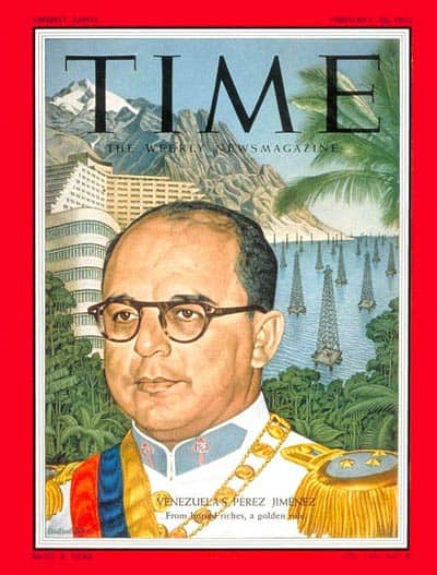 Venezuelan dictator Marcos Pérez Jiménez on the cover of Time Magazine. - 151026MonicaPerezJimenezTime