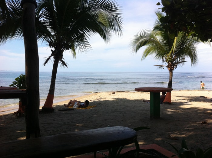 The beach in front of Lazy Mon in Puerto Viejo.