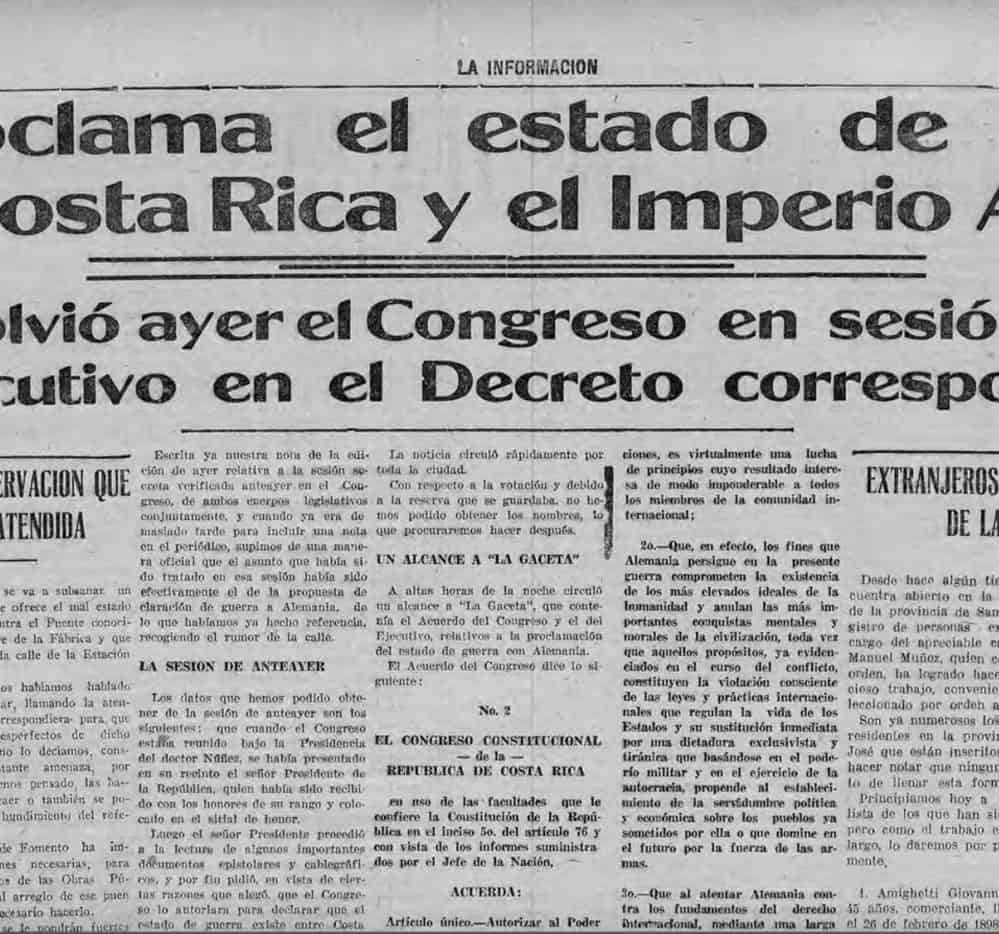 Costa Rica fought briefly in World War I The Tico Times Costa
