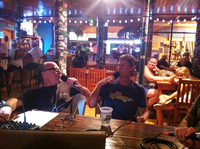 Witch's Rock owner Joe Walsh, right, with Evan Luck of Radio Dos.