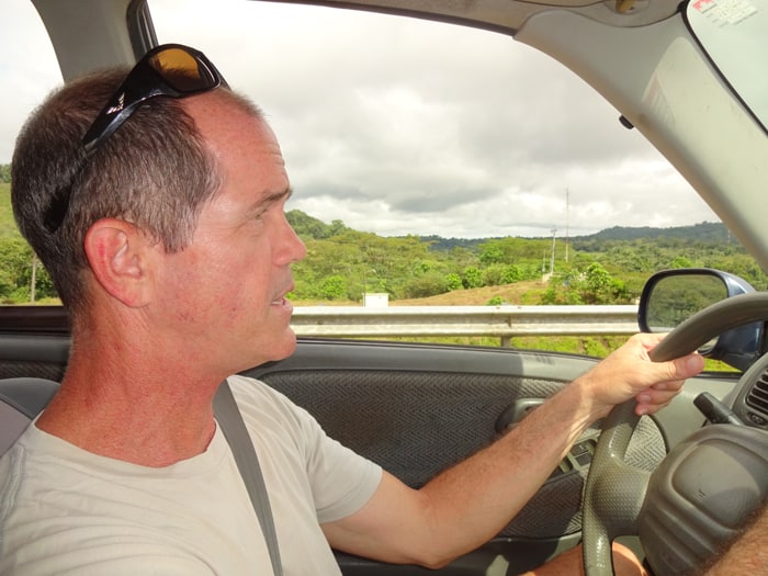The author drives the family from Lake Arenal to La Fortuna Waterfall.