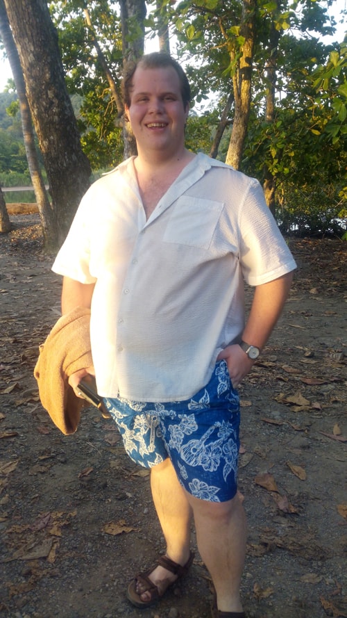 Jordan looking none the worse for wear after a dip in some rough surf at Dominical.