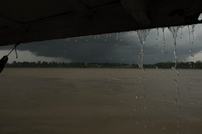 rain falling off boat cover