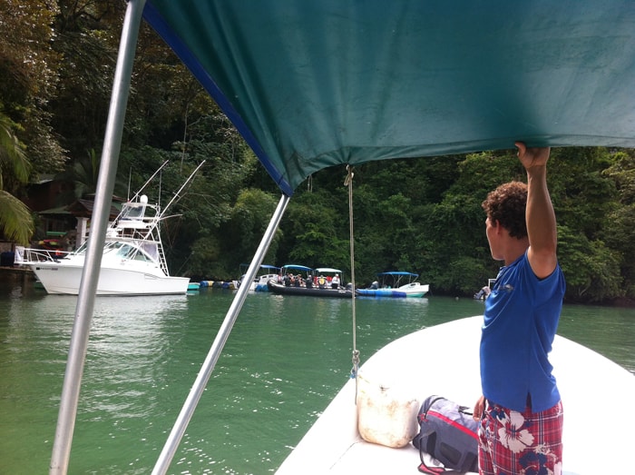 Entering the cove where three resorts are located.