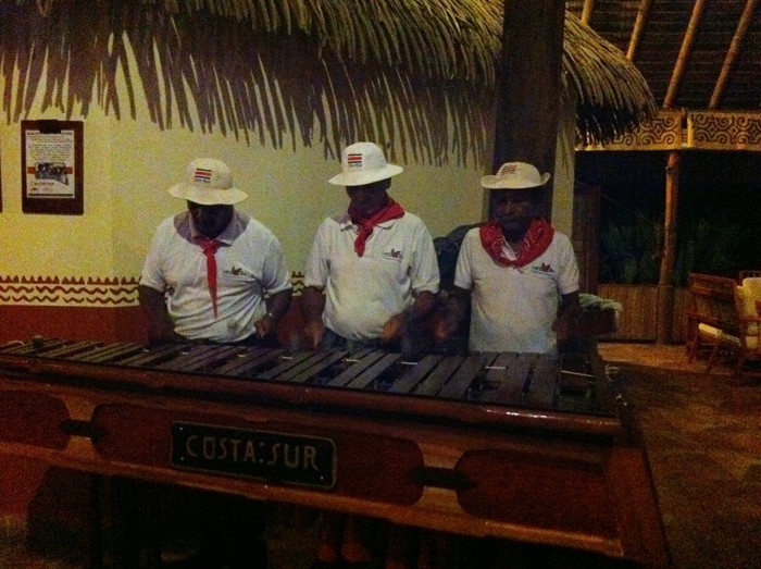 Marimba players during dinner at Lapa Ríos.