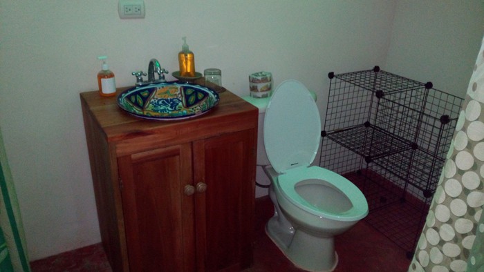 Bathroom inside tent.