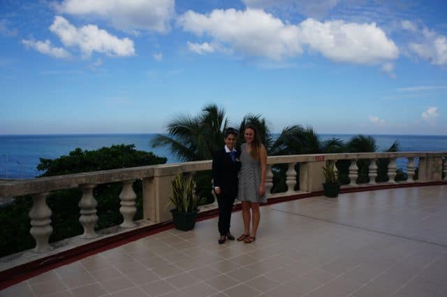 The author and Aeleen Ortiz, a historian at Hotel Nacional de Cuba.