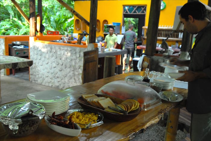 Breakfast buffet at Danta Corcovado Lodge.