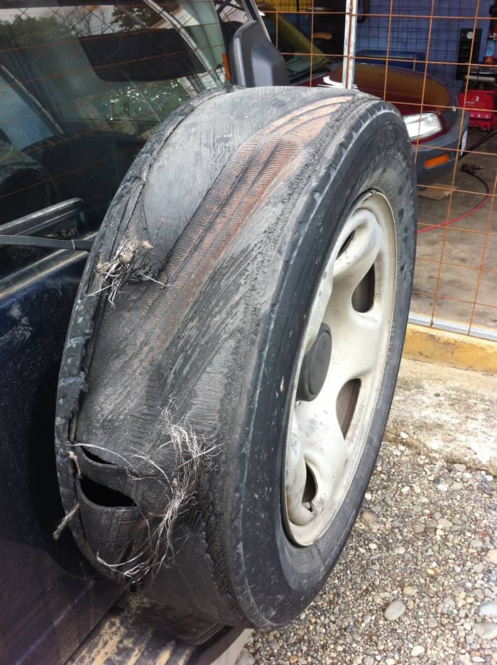 Safe to say this tire is beyond repair.