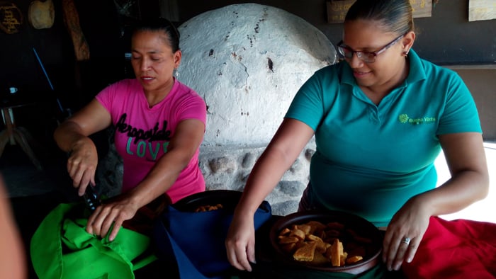 Break time: Ladies at Buena Vista Lodge offer a variety of pastries made of corn.