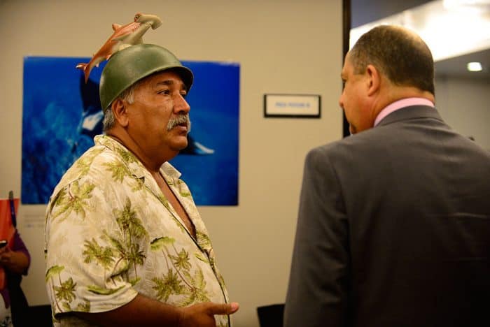 Fisherman William Flores with Costa Rican President Luis Guillermo Solís
