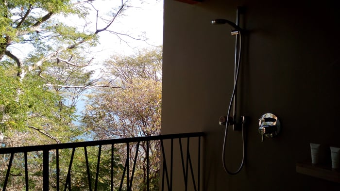 Outdoor shower in one of the treatment rooms at the Andaz spa.