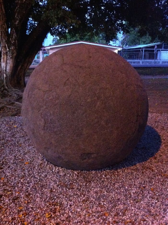 Pre-Columbian stone sphere at town park in Sierpe. Brought by extraterrestrials? Or just made locally by really good stone carvers?