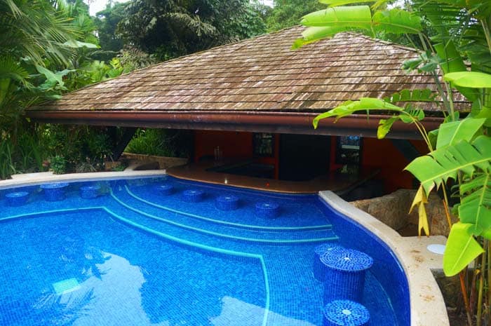 The swim-up bar is the perfect place to unwind after a strenuous hike.