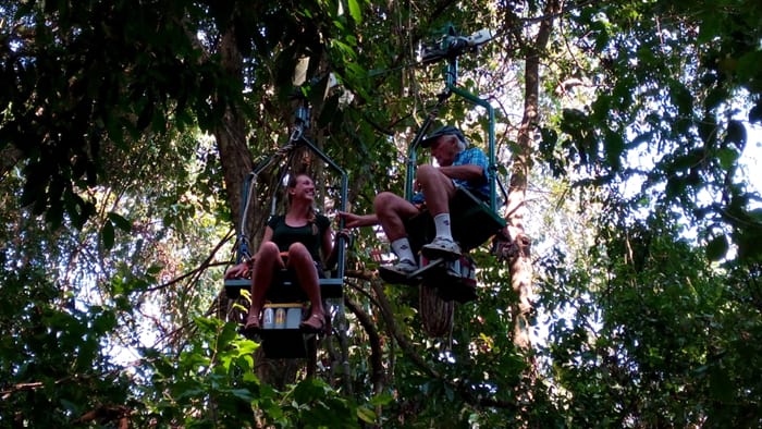 Sam and Jim Smith have a close encounter on the EcoTram.