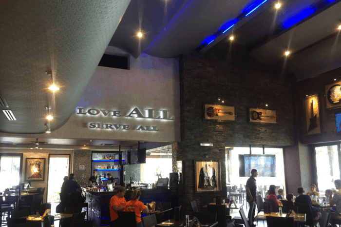 The Hard Rock Cafe dining room.