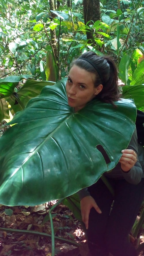 Mia poses with leaf.