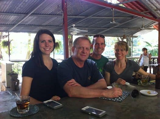 The gang's all here: Mia, Murphy, Karl and Cindy at the Río Lindo in Dominical.