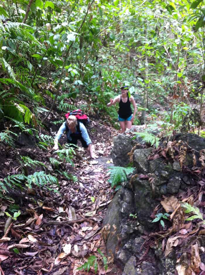 Cindy and daughter Mia negotiating an uphill.