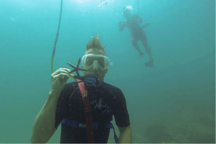 Damon with starfish.