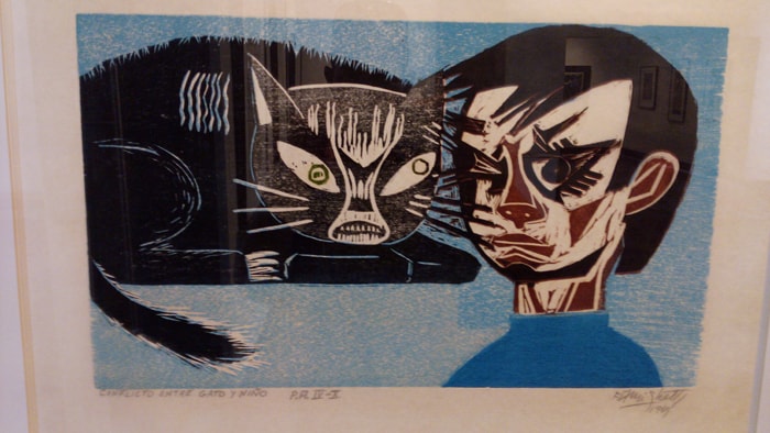 "Conflict Between Cat and Boy" by Francisco Amighetti Ruiz (1907-1998).