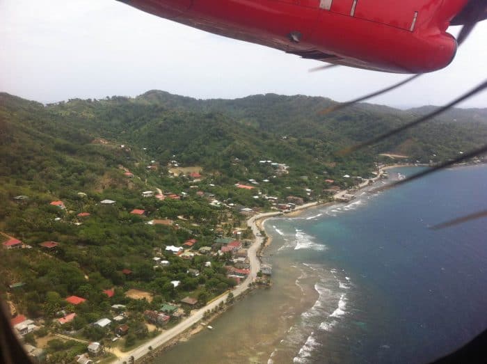 Roatán from the air.