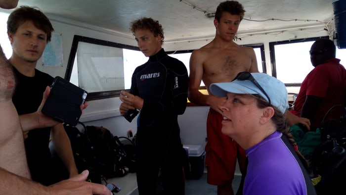 On the dive boat.