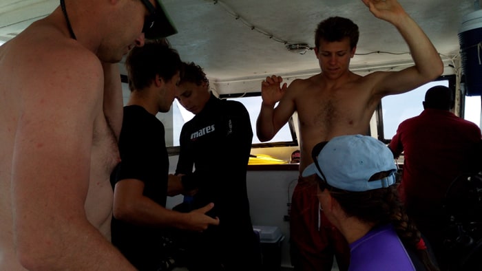 On the dive boat.