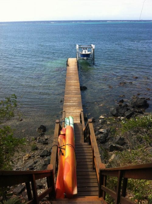 Dock (and kayaks) at Villas del Mar.