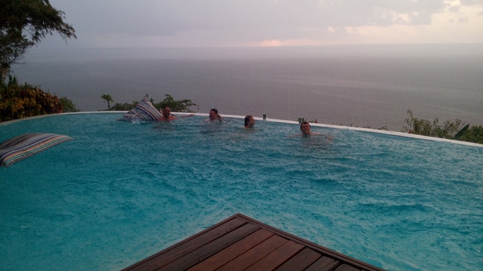 Taking a dip in the rain.