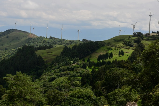 Wind turbines above the Valle del Sol generate power for the Central Valley.