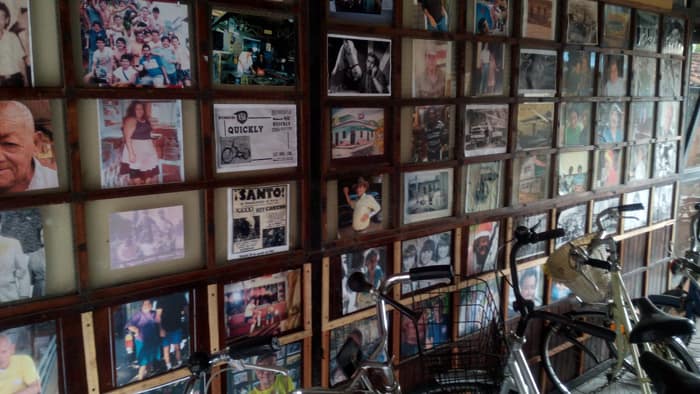 Photo wall at Antiguedades Santa Ana.