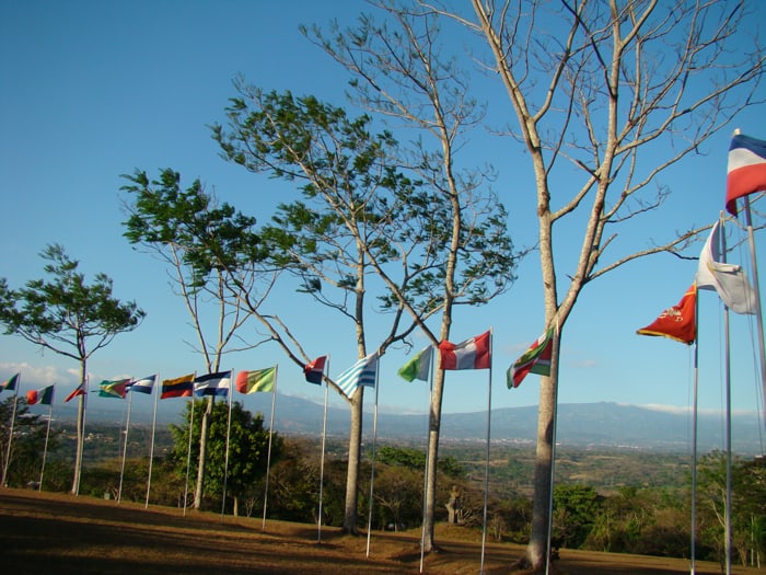 Flags of signatories to the treaty that created the University for Peace.