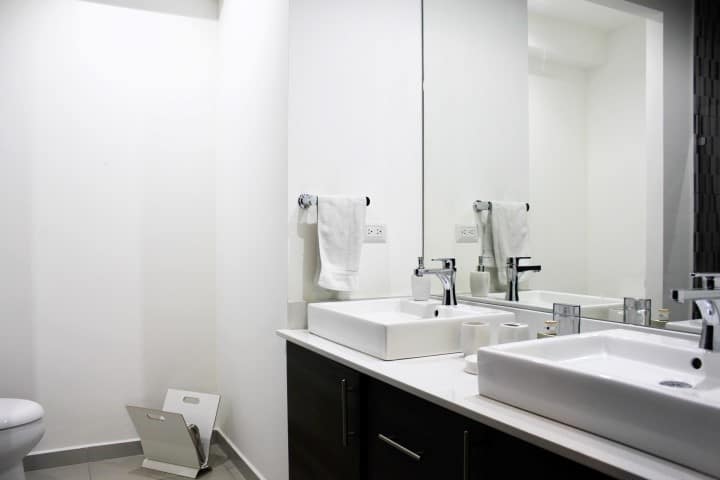 Bathroom at condo for rent at Nova Lofts.