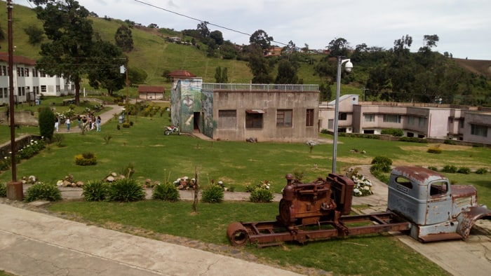 The grounds of Sanatorio Durán, with what's left of an old truck.
